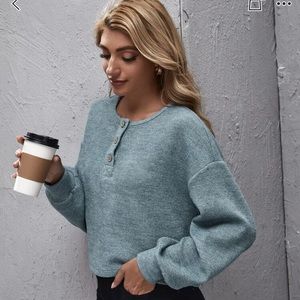 SHEIN ribbed drop shoulder cropped long sleeve